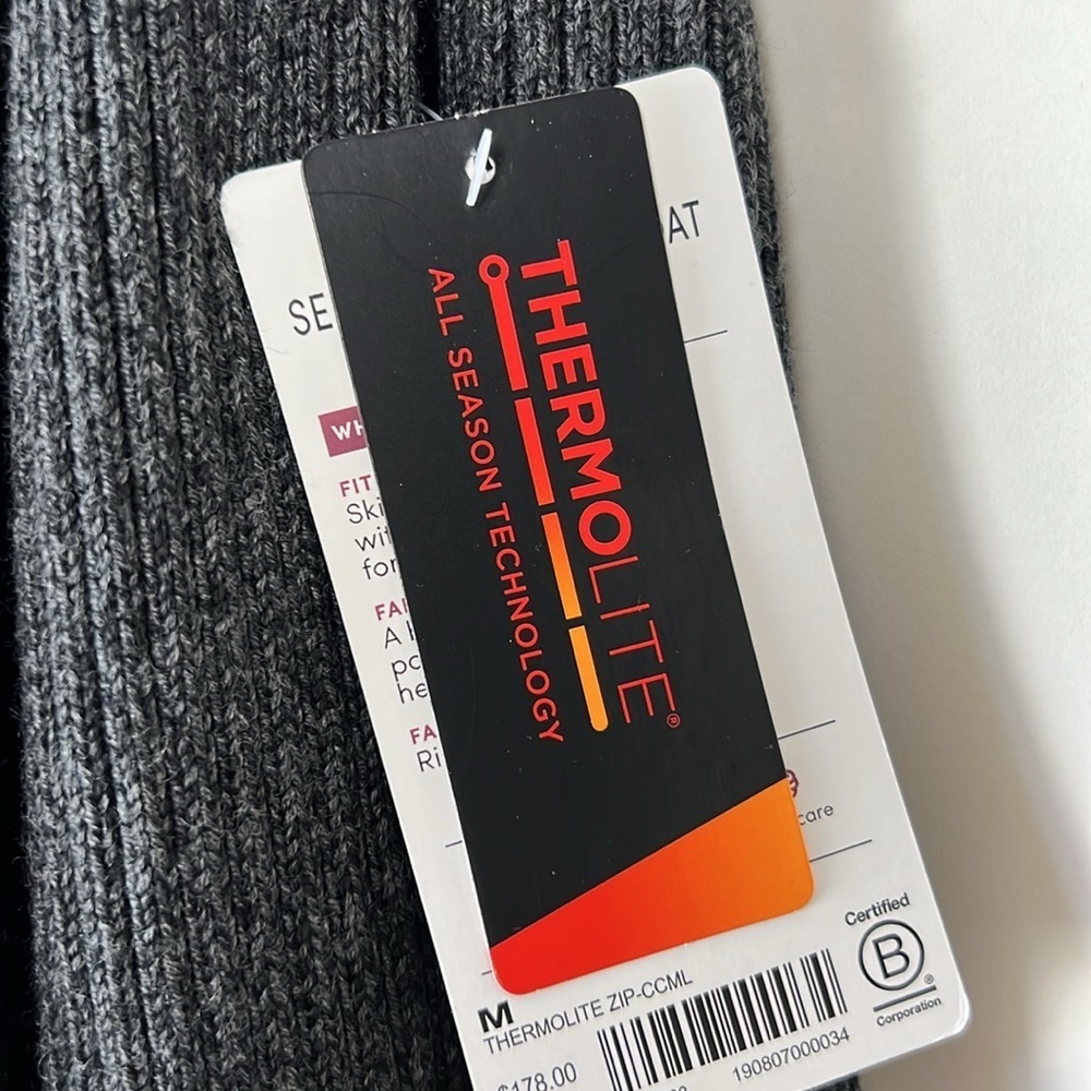 ATHLETA Sentinel Knit Sweater Coat Charcoal Gray Thermolite NWT - Picture 13 of 15